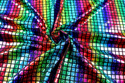 Tanzkleiderstoff - Rainbow-Squares 