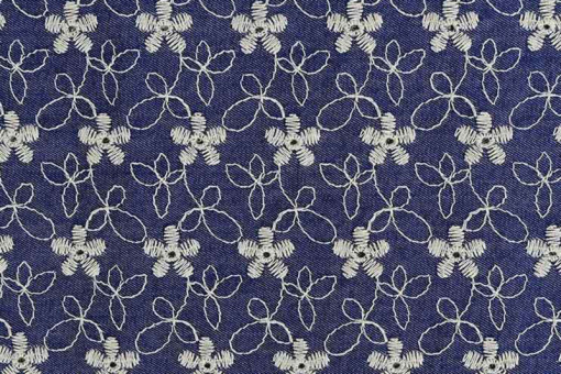 Denim - Blüten-Stickerei 