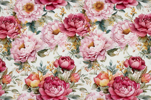 Viskose-Stoff mit zarten Blüten auf Creme 