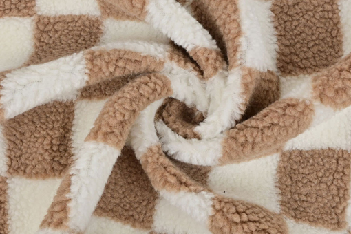 Fleece Sherpa mit Schachbrett Muster 