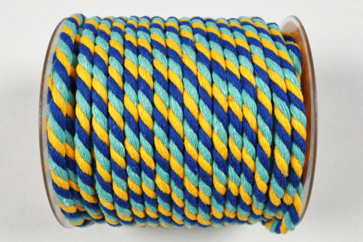 Kordel-Meterware - Blau/Petrol/Gelb - 6 mm 