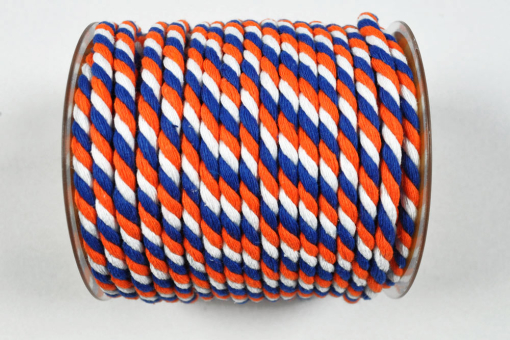 Kordel-Meterware - Orange/Blau/Weiß - 6 mm 