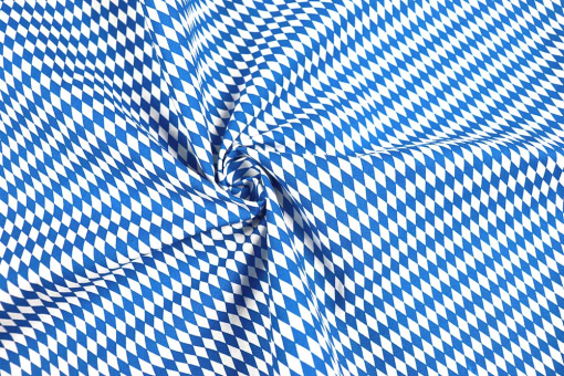 Baumwollstoff Bayern - Raute - Weiß/Blau 