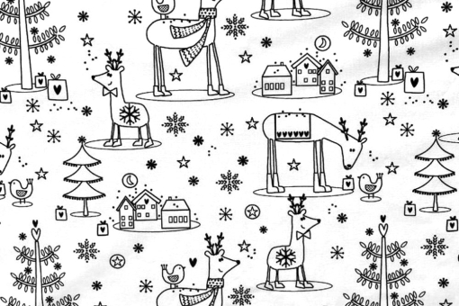 Baumwoll-Ausmalstoff - Winterwunderland 