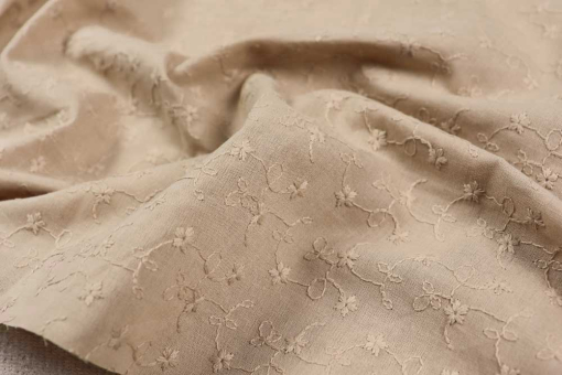 Baumwollstoff Lochstickerei - Melia - Beige 