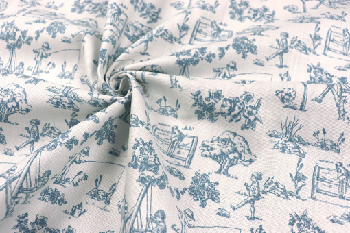 Baumwollstoff mit spielerischem Toile de Jouy 