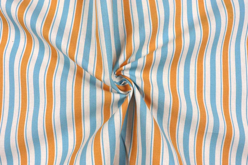 Baumwollstoff mit Streifen - Blau/Orange 