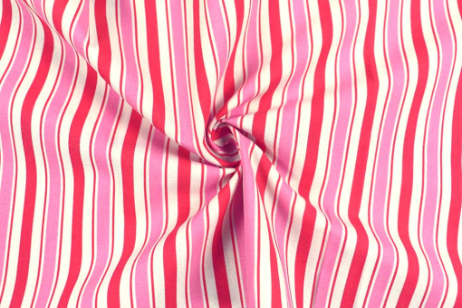 Baumwollstoff mit Streifen - Rot/Pink 