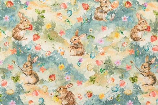 Baumwollstoff - Ostern im Wald 