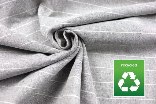 Dekostoff Recycling Leinenlook - Streifen - Grau - 280 cm breit 