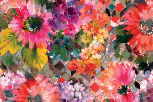 Dekostoff mit bunten Blumen - 280 cm 