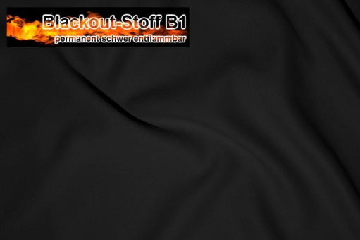 Blackout-Stoff - permanent schwer entflammbar - Schwarz - 2,0 Meter Schwarz