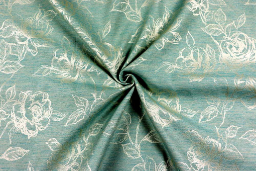 Jacquard Light Roses - Türkis/Creme 