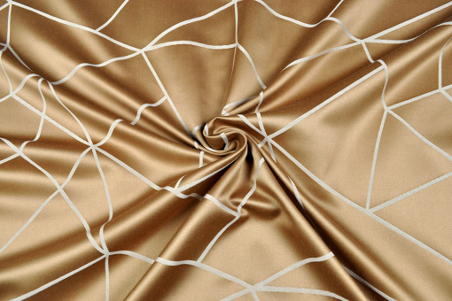 Dekostoff zweiseitiger Jacquard - Grafik - Hellbraun/Creme 