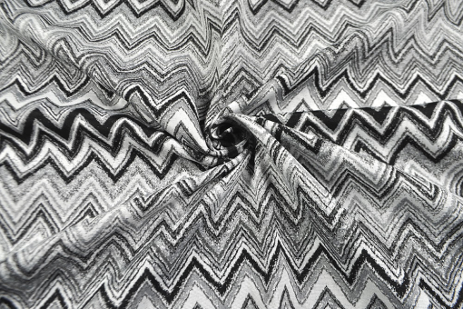 Dekostoff Jacquard - Zickzack - Schwarz/Weiß 