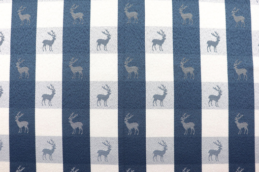 Jacquard-Dekostoff beidseitig - Landhaus-Karo - Blau 