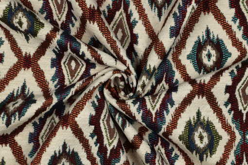 Gobelin Chenille mit Ethno-Rauten 