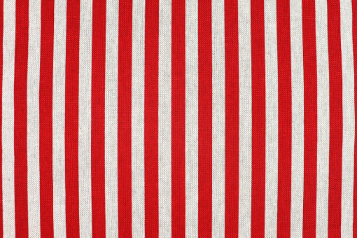Dekostoff Leinenoptik mit Streifen - Natur/Rot 