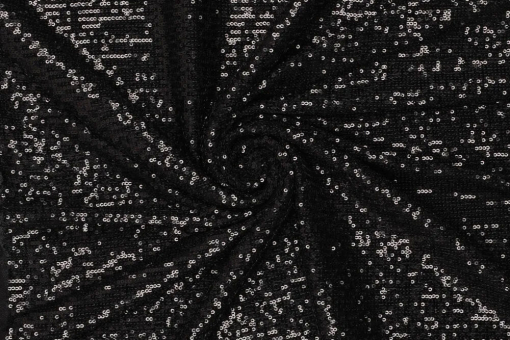Paillettenstoff Stretch - Schwarz 