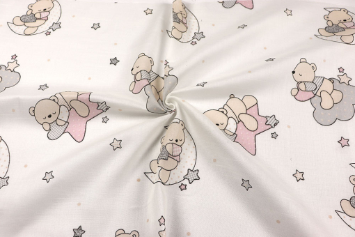 Gardinenstoff mit Bleiband - Teddys - 280 cm 