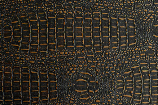 Krokodilleder-Imitat Deluxe Gold-Schwarz