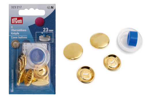 4 überziehbare Knöpfe 23 mm Gold 