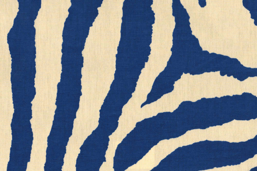 Markisen-/Outdoor-Stoff - Zebramuster - Creme/Royal - 1,0 Meter Creme/Royal