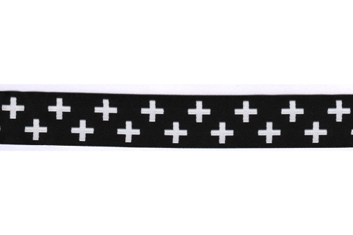 Borte Jacquard - 2 cm breit - Kreuze - Meterware 
