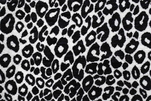 Premium Möbelstoff Chenille in Leo-Muster Schwarz/Weiß