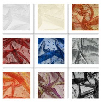 Organza-Stoff mit Ranke bestickt 