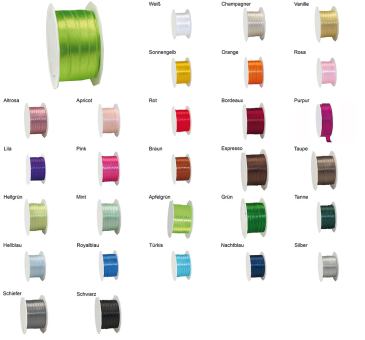 Satinband - 10 mm breit - 25-m-Rolle 