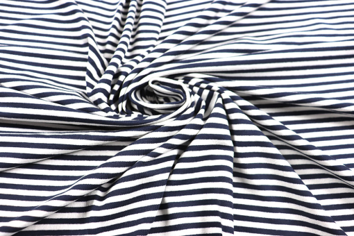 Viskosejersey mit maritimen Streifen - Navy 