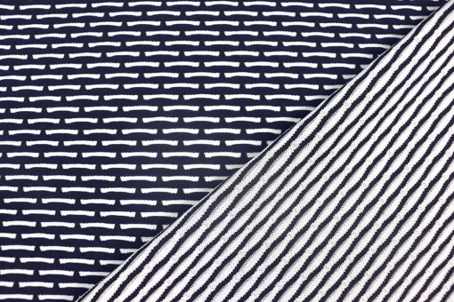 Struktuierter Jersey mit gemischten Streifen - Navy/Weiß 