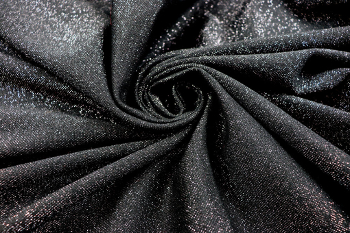 Glitzerstoff Glamour - Schwarz/Silber 