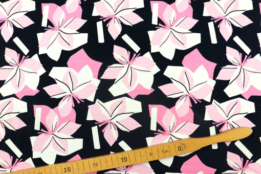 Viskosejersey - Pink Geometry - Dark 