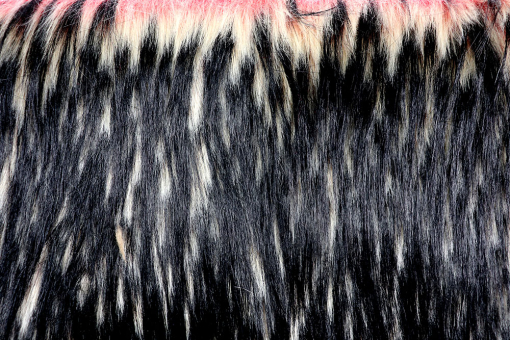 Pelzimitat Raven in Schwarz mit Pink/Creme 