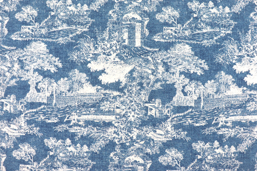 Dekostoff - Toile de Jouy Seneca - 280 cm - Blau 
