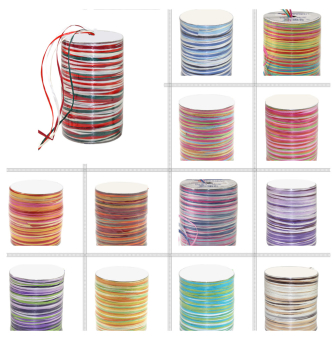 Bast-Geschenkband - matt - Multicolor - 2 mm, 50 m Rolle 