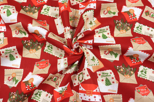 Baumwollstoff mit weihnachtlichen Briefen 