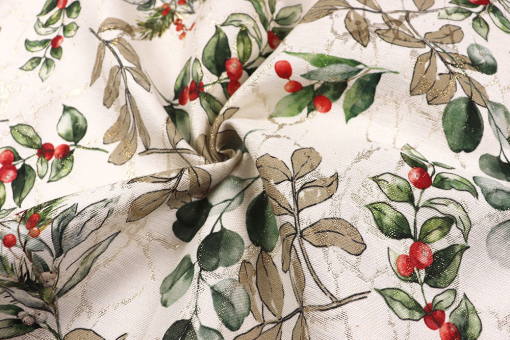 Jacquard-Stoffe Deluxe mit Mistelzweigen 
