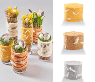 Wollfilz-Band mit Gänsefedern - 15 cm  - 5-m-Rolle 