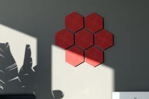 Akustikpaneel Wand - Blue Fiber - Hexagon 25 - inkl. Befestigung Dark Red