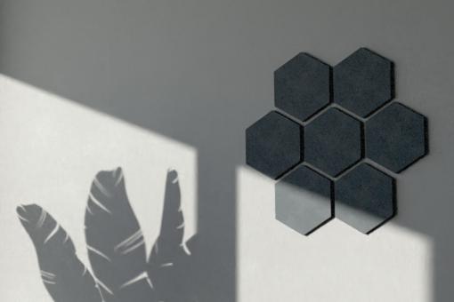 Akustikpaneel Wand - Blue Fiber - Hexagon 25 - inkl. Befestigung Anthra Grey