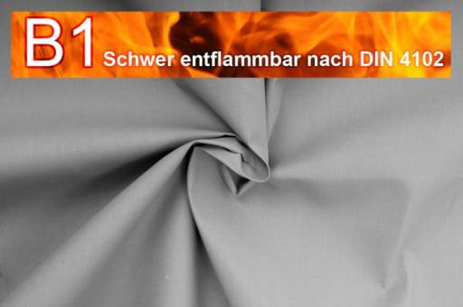 Baumwolle schwer entflammbar B1 Hellgrau