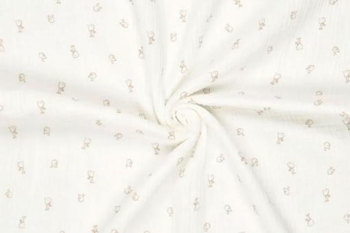Double Gauze - Simple Birds - Off White 