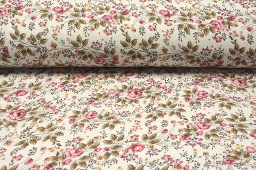 Musselinstoff mit Vintage-Rosen 