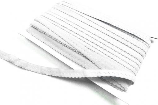 Elastik-Einfassband Stickerei - 1 cm - Meterware Weiß