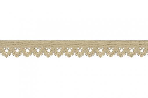 Gummiband mit Spitze - 1,3 cm - Uni Beige 
