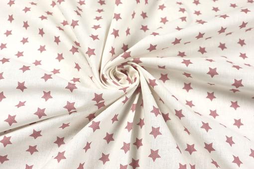 Bettwäsche-Stoff - Sterne - 295 cm - Weiß/Dusty Pink 