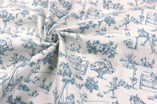 Baumwollstoff mit spielerischem Toile de Jouy 